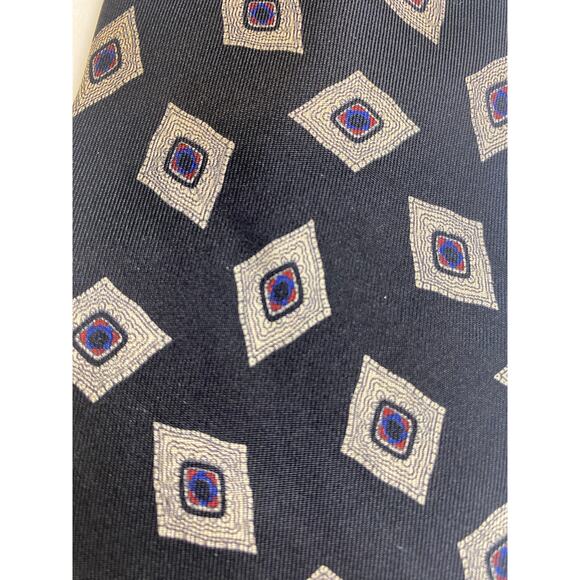 Berkley Men’s Black Diamond Geometric Pattern 100% Silk Tie Made in USA - Picture 2 of 7